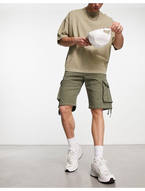 Jack & Jones Intelligence washed cargo short in khaki