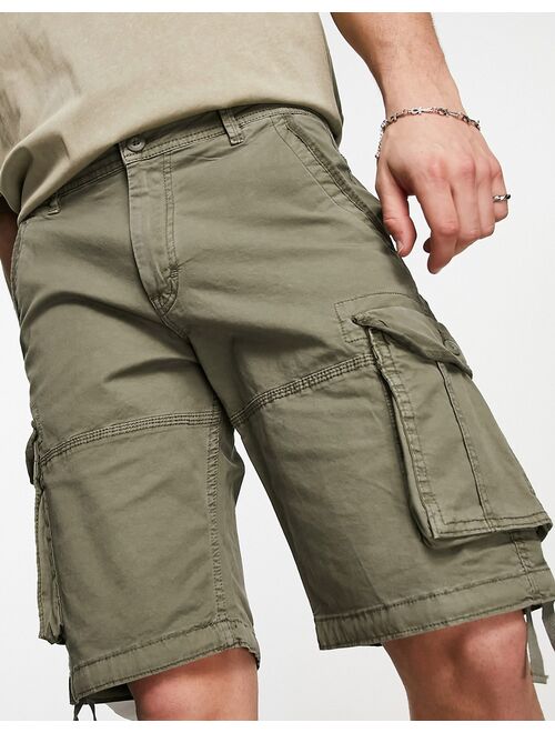 Jack & Jones Intelligence washed cargo short in khaki