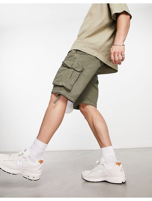 Jack & Jones Intelligence washed cargo short in khaki