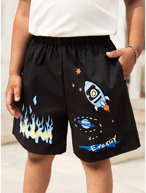 SHEIN Toddler Boys Fire & Cartoon Graphic Shorts