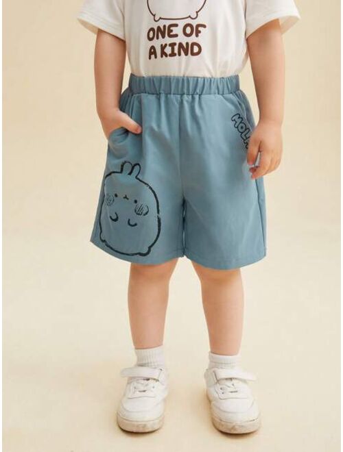 SHEIN X MOLANG Toddler Boys Cartoon Graphic Shorts