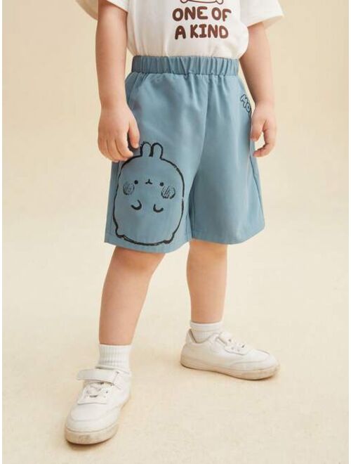 SHEIN X MOLANG Toddler Boys Cartoon Graphic Shorts