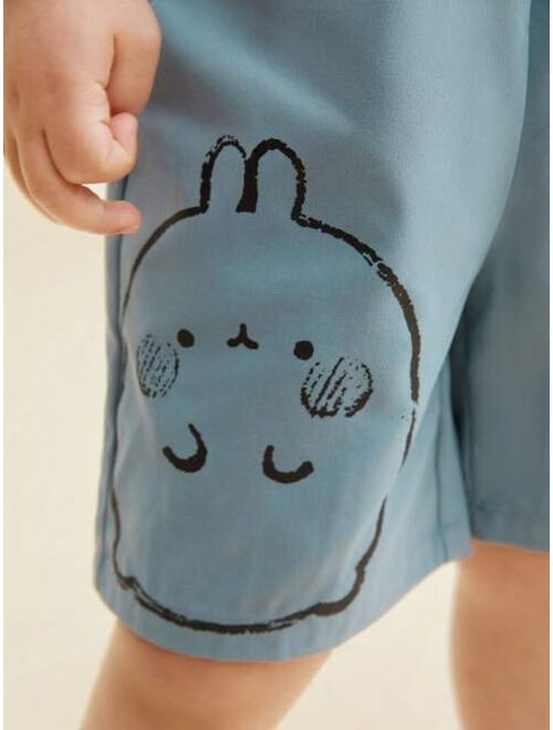 SHEIN X MOLANG Toddler Boys Cartoon Graphic Shorts