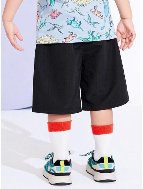 Shein balabala Young Boy Cartoon Graphic Flap Pocket Shorts