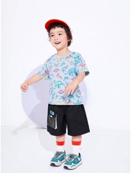 Shein balabala Young Boy Cartoon Graphic Flap Pocket Shorts