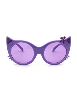 Sa106 Girls Kitty Cat Ear Whisker Flower Cat Eye Sunglasses