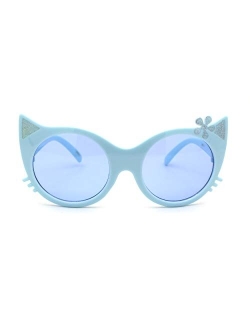 Sa106 Girls Kitty Cat Ear Whisker Flower Cat Eye Sunglasses