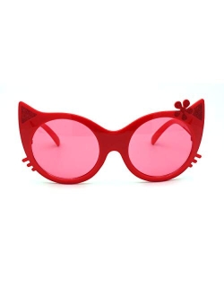 Sa106 Girls Kitty Cat Ear Whisker Flower Cat Eye Sunglasses