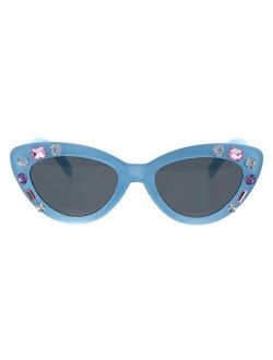 Sa106 Kids Size Girls Large Rhinestone Bling Thick Plastic Mod Cat Eye Sunglasses