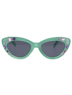 Sa106 Kids Size Girls Large Rhinestone Bling Thick Plastic Mod Cat Eye Sunglasses