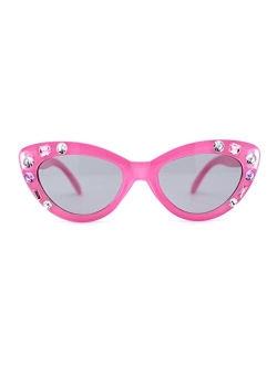 Sa106 Kids Size Girls Large Rhinestone Bling Thick Plastic Mod Cat Eye Sunglasses