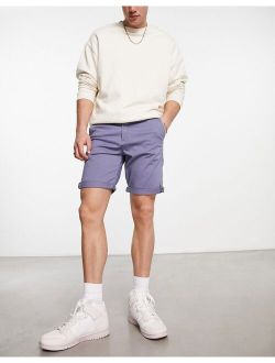 Intelligence slim fit chino shorts in gray blue