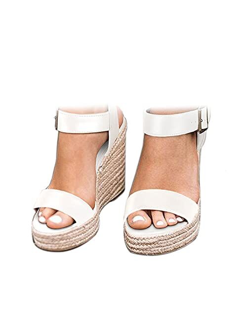 VICKIVICKI Women's Platform Wedges heels Sandals Wedge Espadrilles Ankle Strap