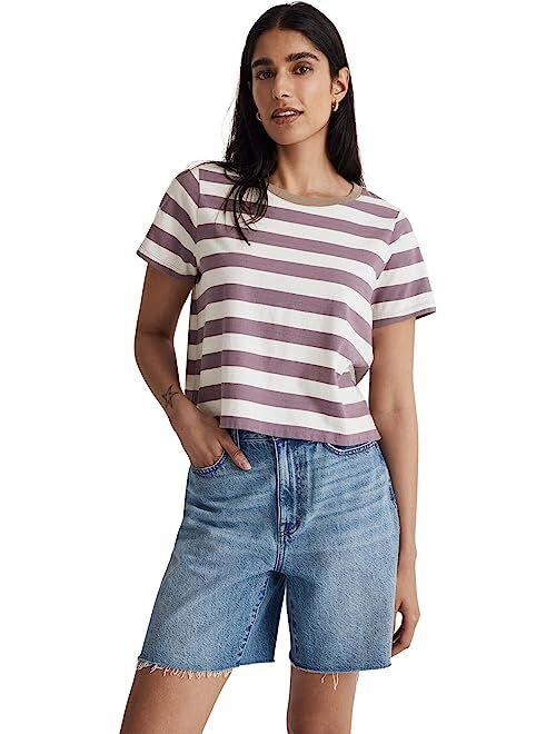 Madewell Softfade Cotton Boxy-Crop Tee in Stripe