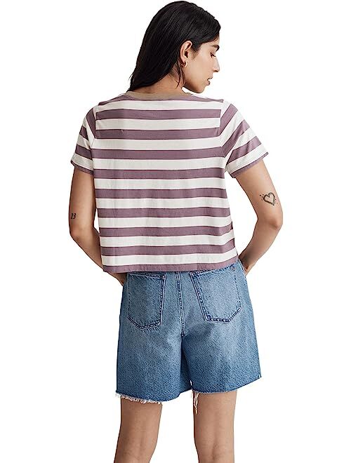 Madewell Softfade Cotton Boxy-Crop Tee in Stripe