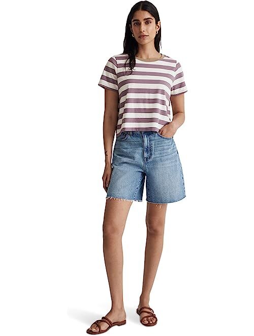 Madewell Softfade Cotton Boxy-Crop Tee in Stripe