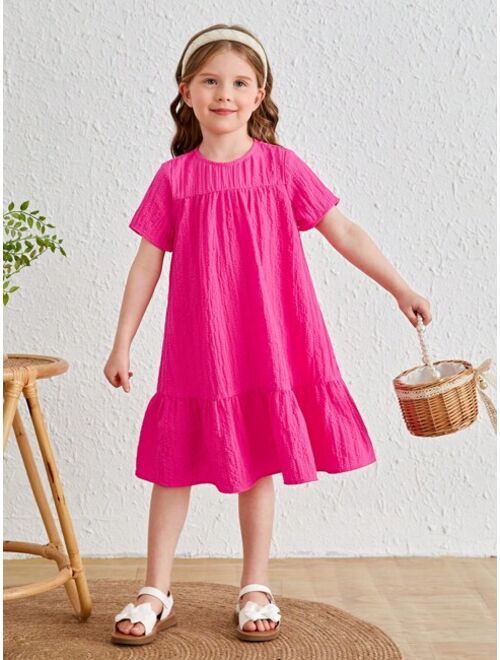 SHEIN Toddler Girls Ruffle Hem Smock Dress