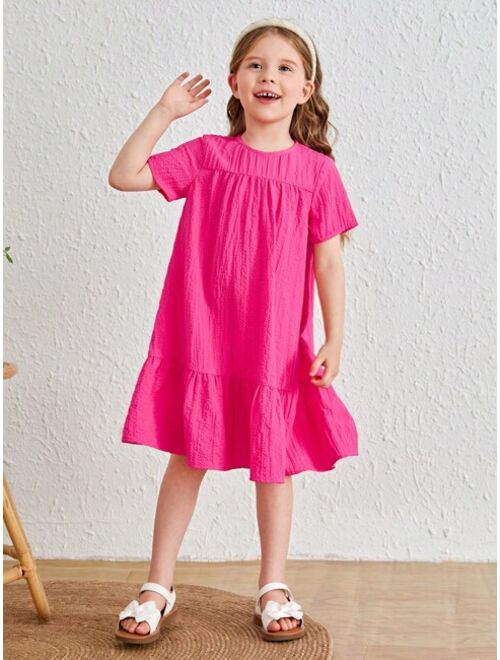 SHEIN Toddler Girls Ruffle Hem Smock Dress