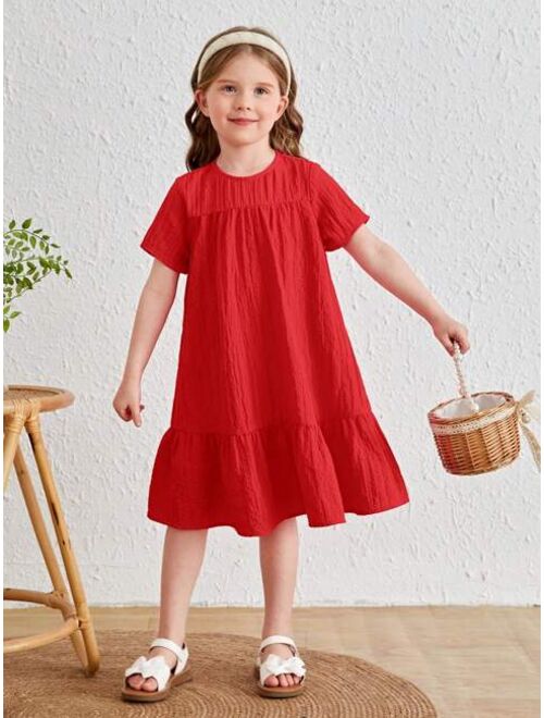 SHEIN Toddler Girls Ruffle Hem Smock Dress