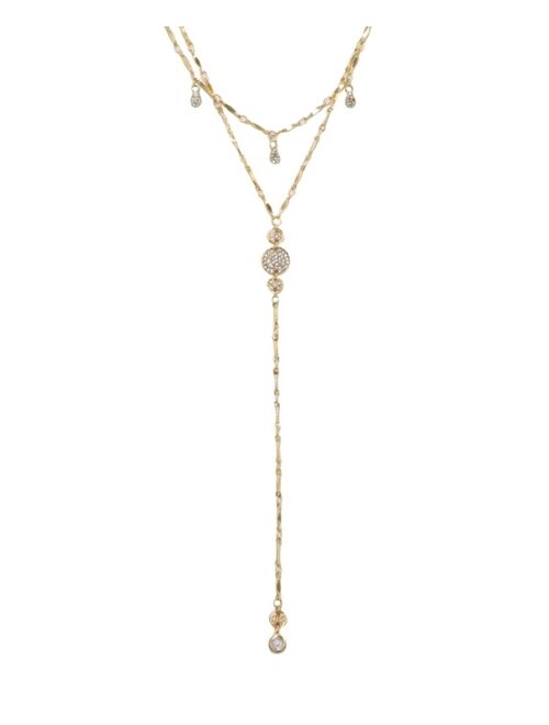 ETTIKA Carmine Layered Crystal Lariat Necklace