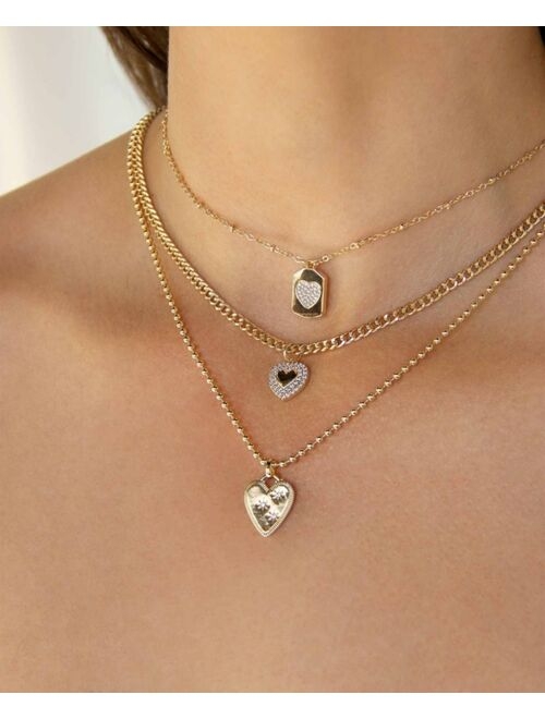 ETTIKA 18k Gold-Plated 3-Pc. Set Cubic Zirconia Heart Pendant Necklaces