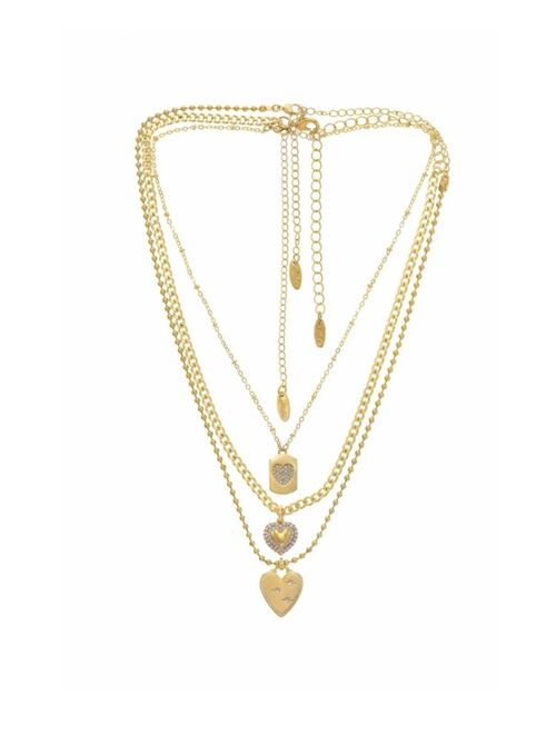 ETTIKA 18k Gold-Plated 3-Pc. Set Cubic Zirconia Heart Pendant Necklaces