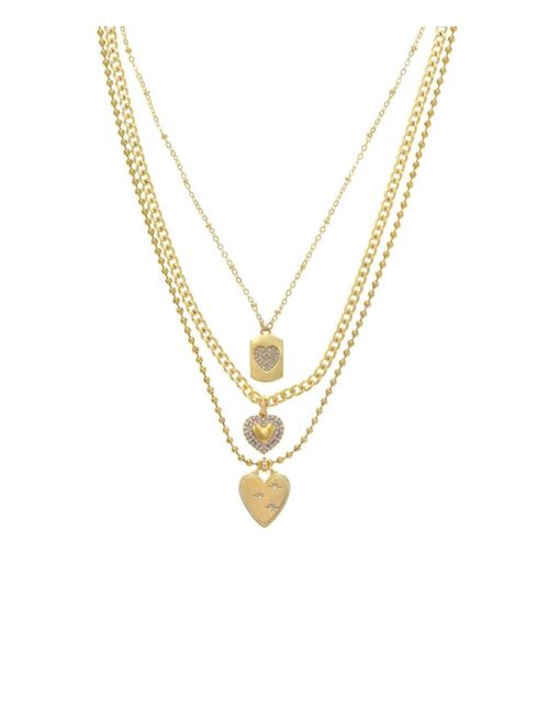 ETTIKA 18k Gold-Plated 3-Pc. Set Cubic Zirconia Heart Pendant Necklaces