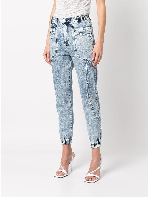 Retrofete cropped acid-wash jeans