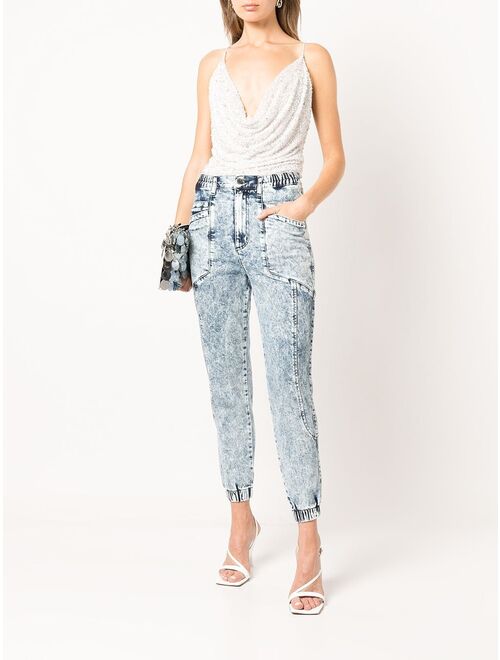 Retrofete cropped acid-wash jeans