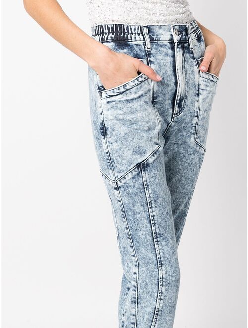 Retrofete cropped acid-wash jeans