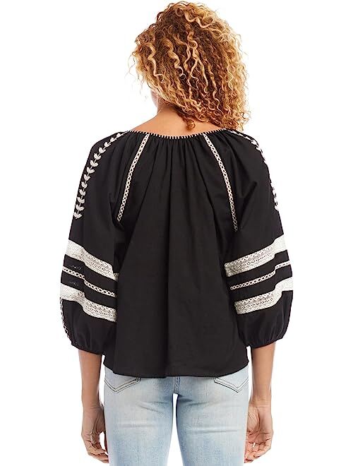 Karen Kane Embroidered Peasant Top