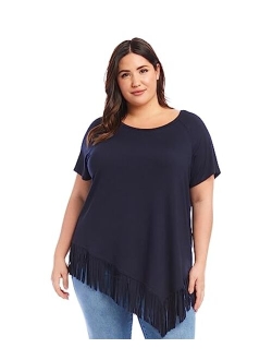 Plus Size Angled Fringe Top