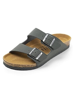 FITORY Mens Sandals, Arch Support Slides with Adjustable Buckle Straps and Cork Footbed