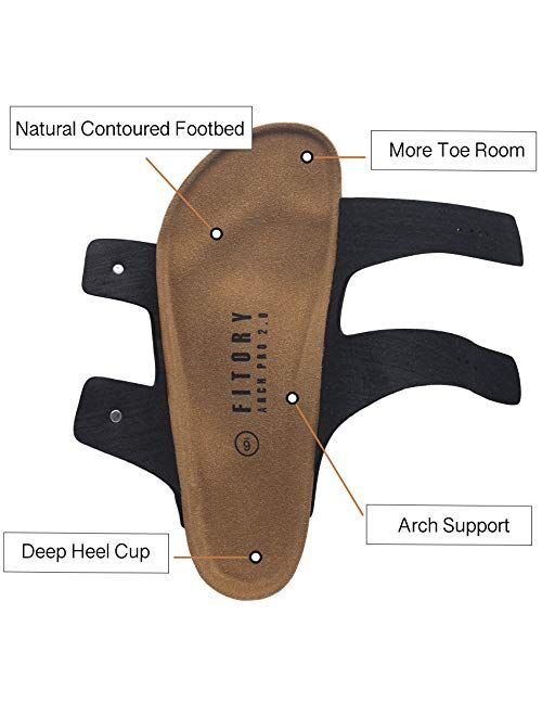 FITORY Mens Sandals, Arch Support Slides with Adjustable Buckle Straps and Cork Footbed