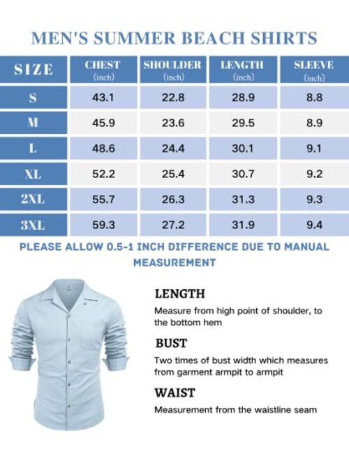 Coutgo Mens Cotton Linen Shirts Short Sleeve Casual Button Down Summer Shirts Tropical Holiday Beach Tops