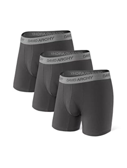 Men's Micro Modal Underwear Cotton Blend Breathable Soft Luxury Comfort Boxer Briefs in 3 Pack