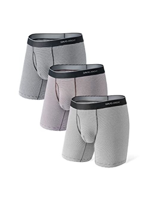 DAVID ARCHY Men's Micro Modal Underwear Cotton Blend Breathable Soft Luxury Comfort Boxer Briefs in 3 Pack