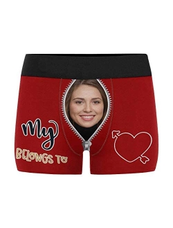 ADEDIY Custom Boxers for Men I Love You Love Hearts Men's Boxer Briefs with Wife's Face Shorts