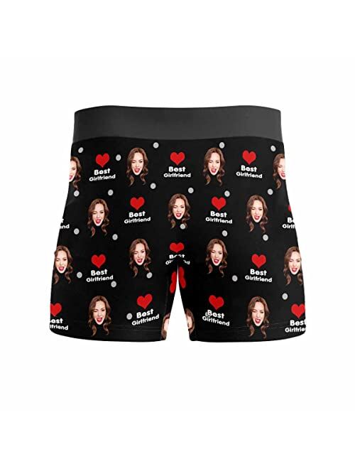 ADEDIY Custom Boxers for Men I Love You Love Hearts Men's Boxer Briefs with Wife's Face Shorts