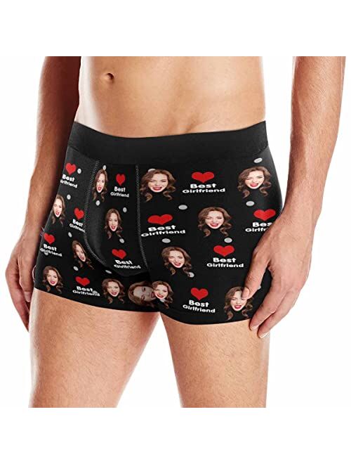 ADEDIY Custom Boxers for Men I Love You Love Hearts Men's Boxer Briefs with Wife's Face Shorts