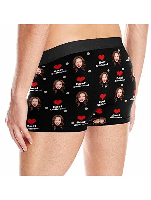 ADEDIY Custom Boxers for Men I Love You Love Hearts Men's Boxer Briefs with Wife's Face Shorts