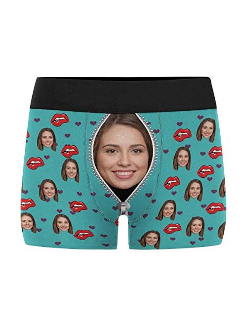 ADEDIY Custom Boxers for Men I Love You Love Hearts Men's Boxer Briefs with Wife's Face Shorts