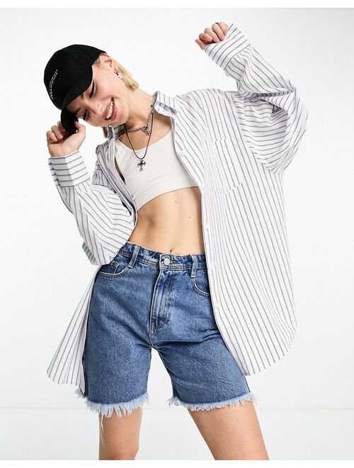 COLLUSION super oversized stripe shirt in white