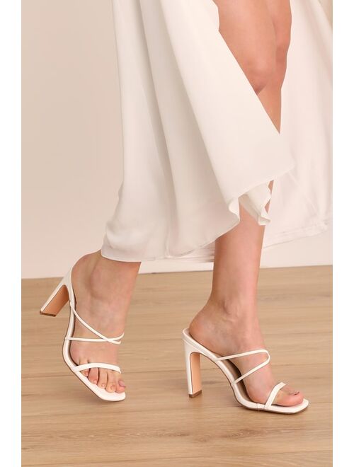 Lulus Mullane Gold Strappy High Heel Slide Sandals