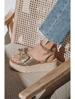 Rayanna Rose Gold Espadrille Platform Sandals