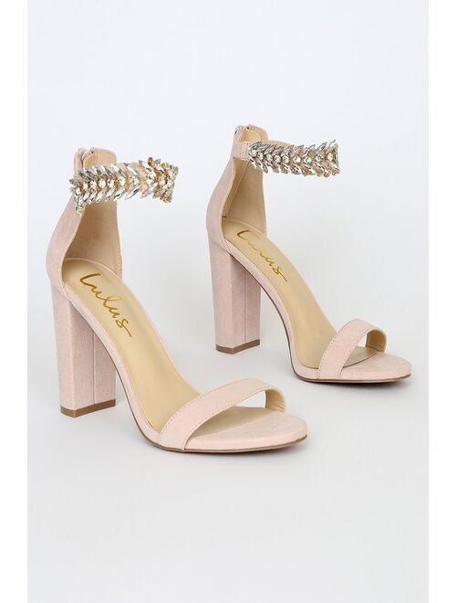 Lulus Mylan Light Nude Suede Ankle Strap Heels