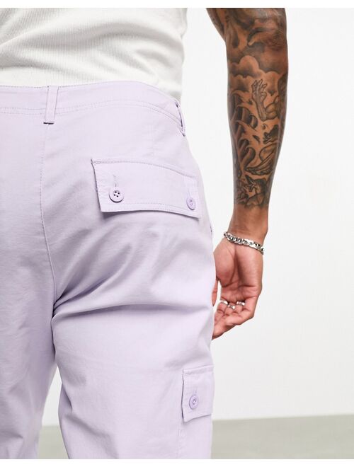 ASOS DESIGN tapered cargo pants in lilac