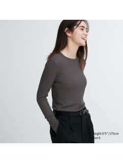 Sheer Jersey Crew Neck Long-Sleeve T-Shirt