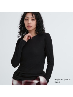 Sheer Jersey Crew Neck Long-Sleeve T-Shirt