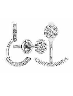 Collection 0.25 Carat (ctw) Round White Diamond Stud Earring Jackets 1/4 CT, Sterling Silver